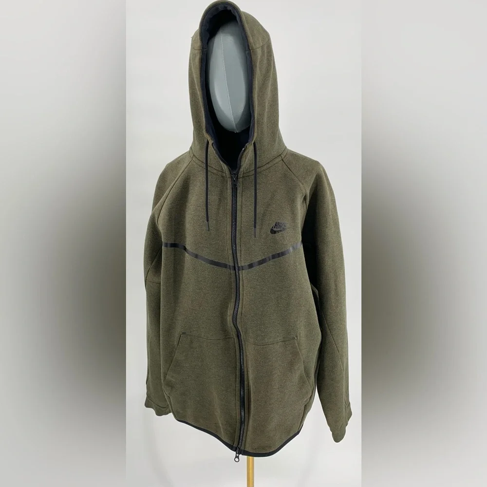 NIKE SPORTSWEAR Tech Fleece Windrunner Hoodie, Medium Olive - Sz XL - Picture 7 of 16